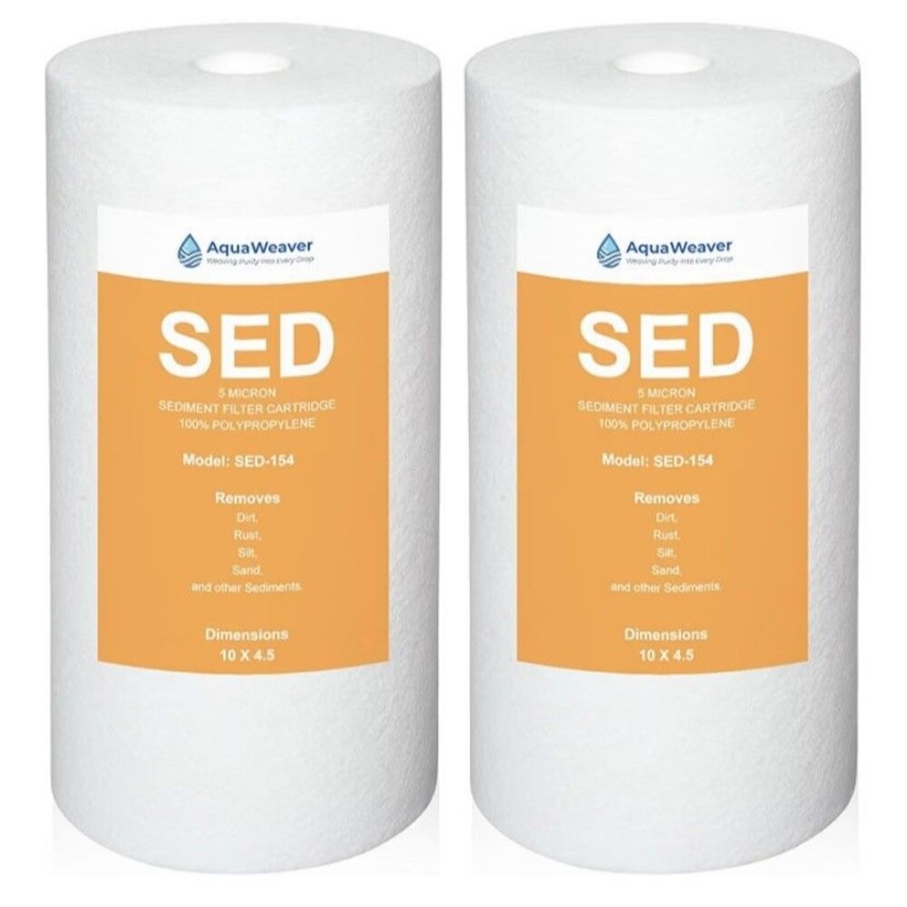 AquaWeaver 5 Micron 10" x 4.5" Whole House Sediment Water Filter, 2-Pack